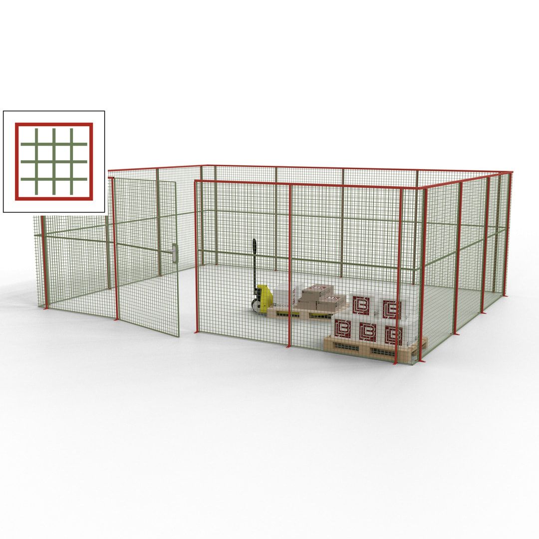 Maschinen Schutzgitter - Hallentrennwand - Sicherheitszaun - Tür - 21 m - 2.200 x 6.400 x 4.900 mm (HxBxT) - enzianblau