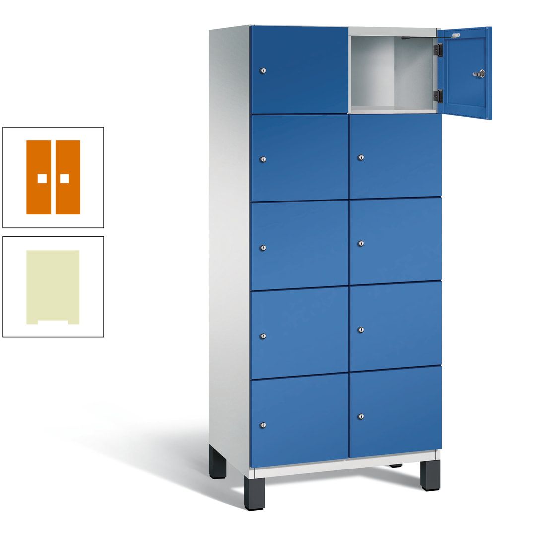 Fächerschrank, Stahlschrank, 10 Fächer, Türöffnungsbegrenzer, Füße, 1.980 x 800 x 525 mm (HxBxT), Korpus anthrazitgrau, Front anthrazitgrau