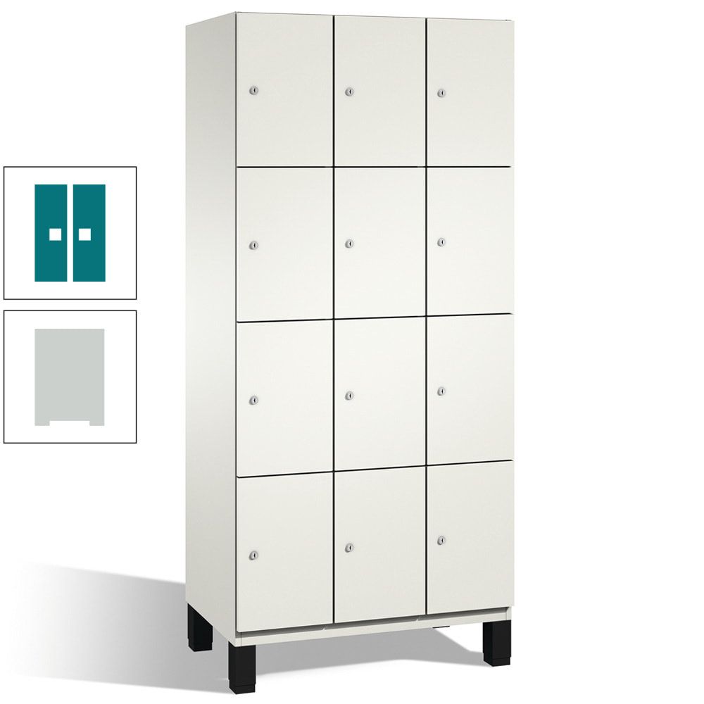 Fächerschrank, Stahlschrank, 12 Fächer, Türöffnungsbegrenzer, mit Füßen, Korpus lichtgrau, Tür anthrazitgrau, 1.980 x 900 x 525 mm (HxBxT)