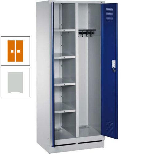 Mehrzweckschrank, Doppeltüren, Füße, 2 Abteile a 300 mm, Korpus anthrazitgrau, Tür anthrazitgrau, 1.800 x 600 x 500 mm (HxBxT)
