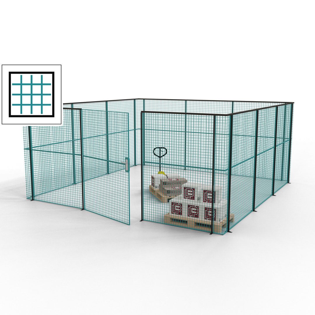 Maschinen Schutzgitter - Hallentrennwand - Sicherheitszaun - Tür - 18 m - 2.200 x 4.900 x 4.900 mm (HxBxT) - enzianblau