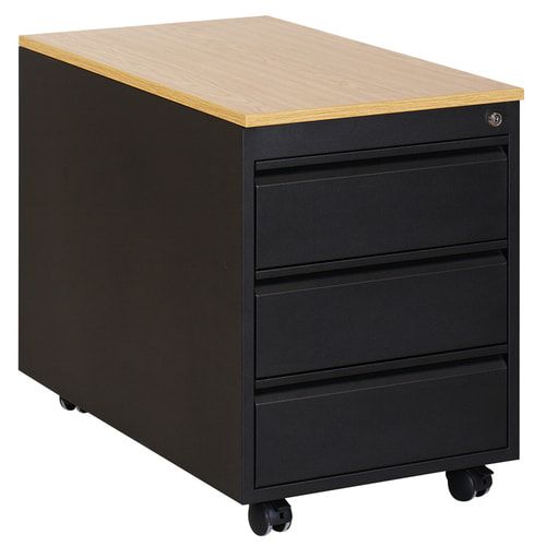 Rollcontainer - Stahl - 3 Schubladen - 620 x 460 x 790 mm (HxBxT) - lichtgrau