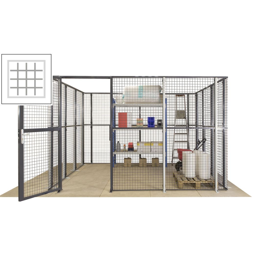 Maschinen Schutzgitter - Hallentrennwand - Sicherheitszaun - Tür - 72 m - 2.200 x 21.400 x 15.400 mm (HxBxT) - enzianblau