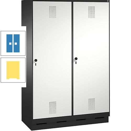 Doppel-Spind, Garderobenschrank, 2 Türen für 4 Abteile a 300 mm, Korpus anthrazitgrau, Türen anthrazitgrau, 1.800 x 1.200 x 500 mm (HxBxT)