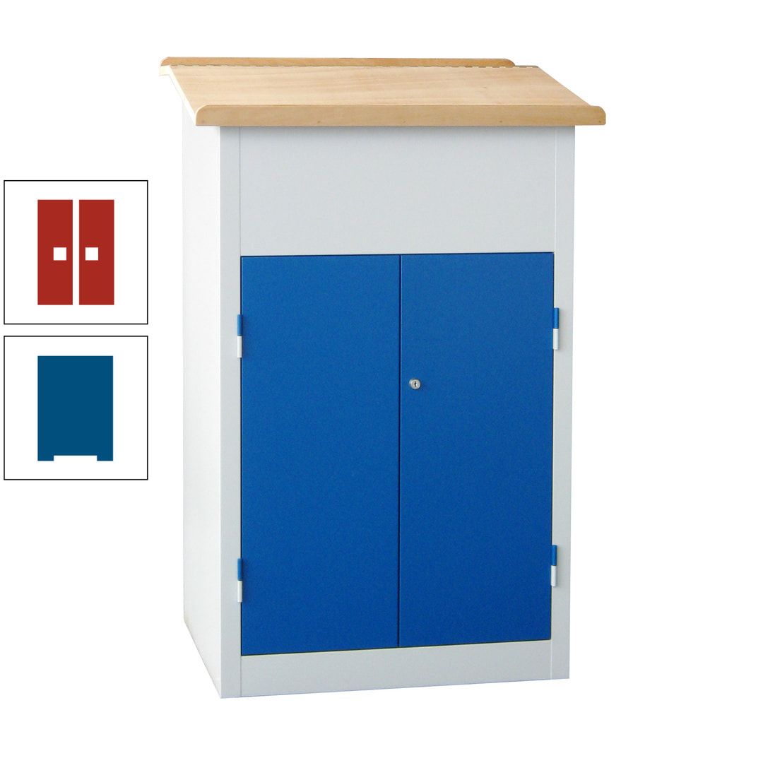 Stehpult mit Schrank - Vollblechtür - Zylinderschloss - 2 Böden - 1.200 x 700 x 600 mm (HxBxT) - anthrazitgrau