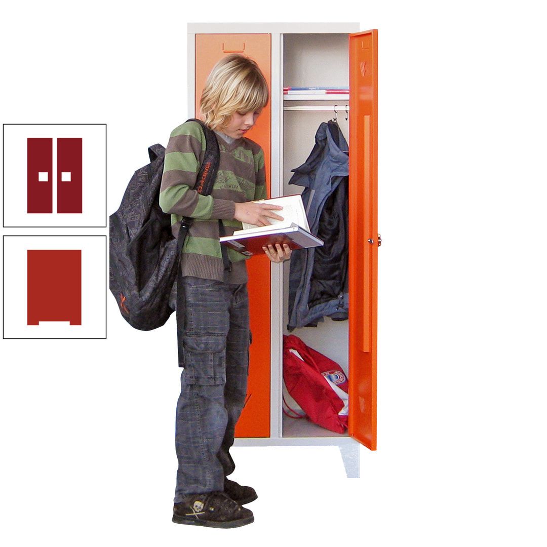 Spindschrank f. Schulen - mit Füßen - Höhe 1.600 mm - 3 Abteile a 300 mm - Drehriegel - anthrazitgrau