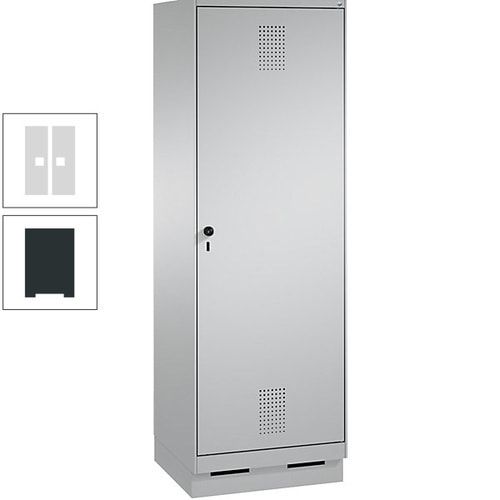 Doppel-Spind, Garderobenschrank, 1 Tür für 2 Abteile a 300 mm, Korpus anthrazitgrau, Türen anthrazitgrau, 1.800 x 600 x 500 mm (HxBxT)