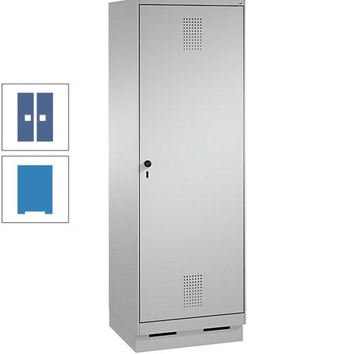 Doppel-Spind, Garderobenschrank, 1 Tür für 2 Abteile a 300 mm, Korpus anthrazitgrau, Türen anthrazitgrau, 1.800 x 600 x 500 mm (HxBxT)