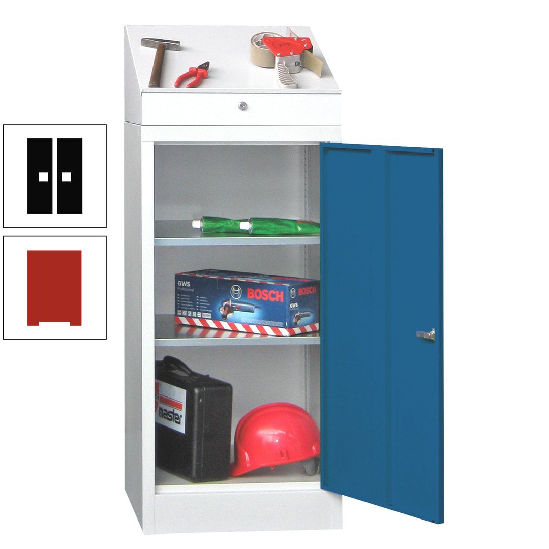 Stehpult mit Schrank - Vollblechtür - Zylinderschloss - 1.270x500x500 mm (HxBxT) - anthrazitgrau