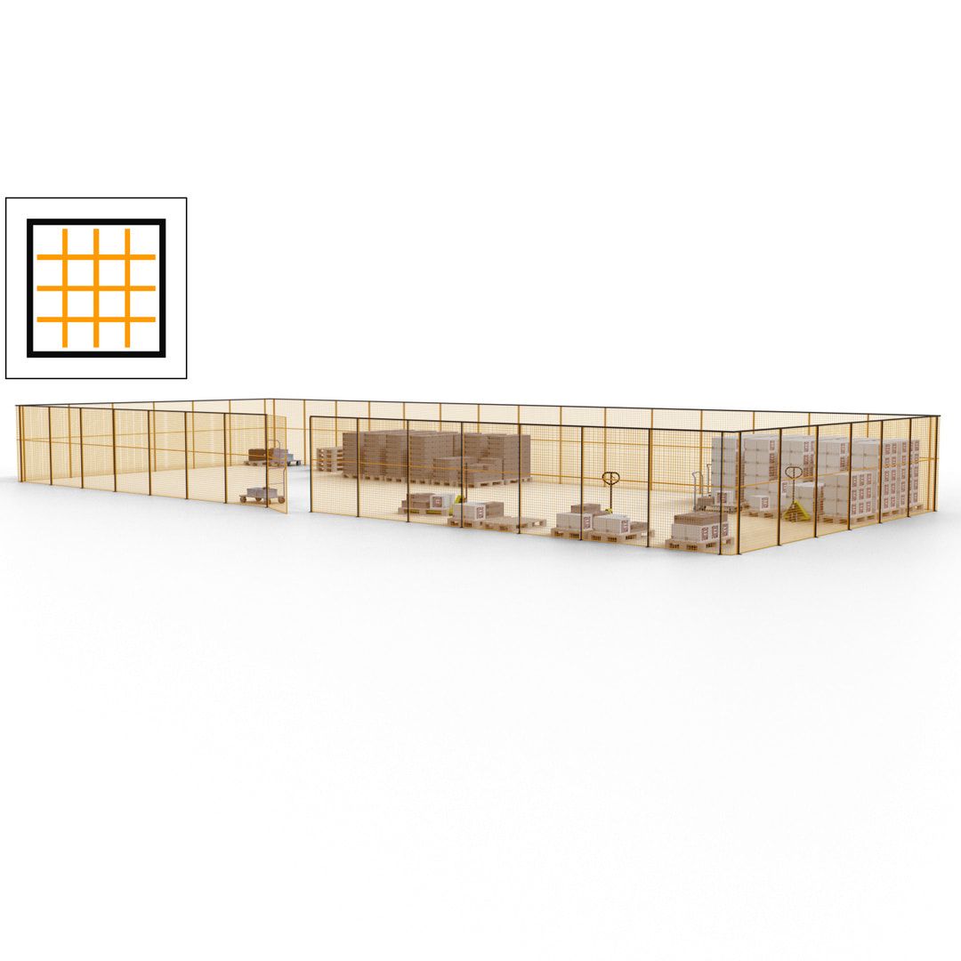 Maschinen Schutzgitter - Hallentrennwand - Sicherheitszaun - Tür - 63 m - 2.200 x 22.900 x 9.400 mm (HxBxT) - enzianblau
