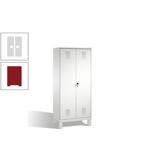Doppel-Spind, Doppeltüren, Garderobenschrank mit Füßen, 2 Abteile a 400 mm, Korpus anthrazitgrau, Tür anthrazitgrau, 1.850 x 800 x 500 mm (HxBxT)