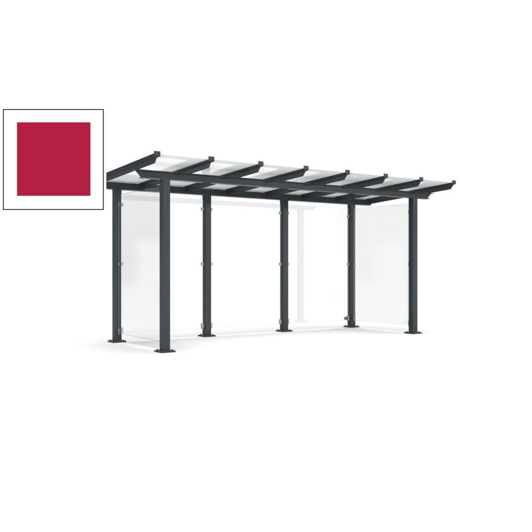 Unterstand mit Pultdach und Sicherheitsglas - feuerverzinkt und farbbeschichtet - 2.435 x 5.350 x 2.250 (HxBxT) - Farbe Achatgrau