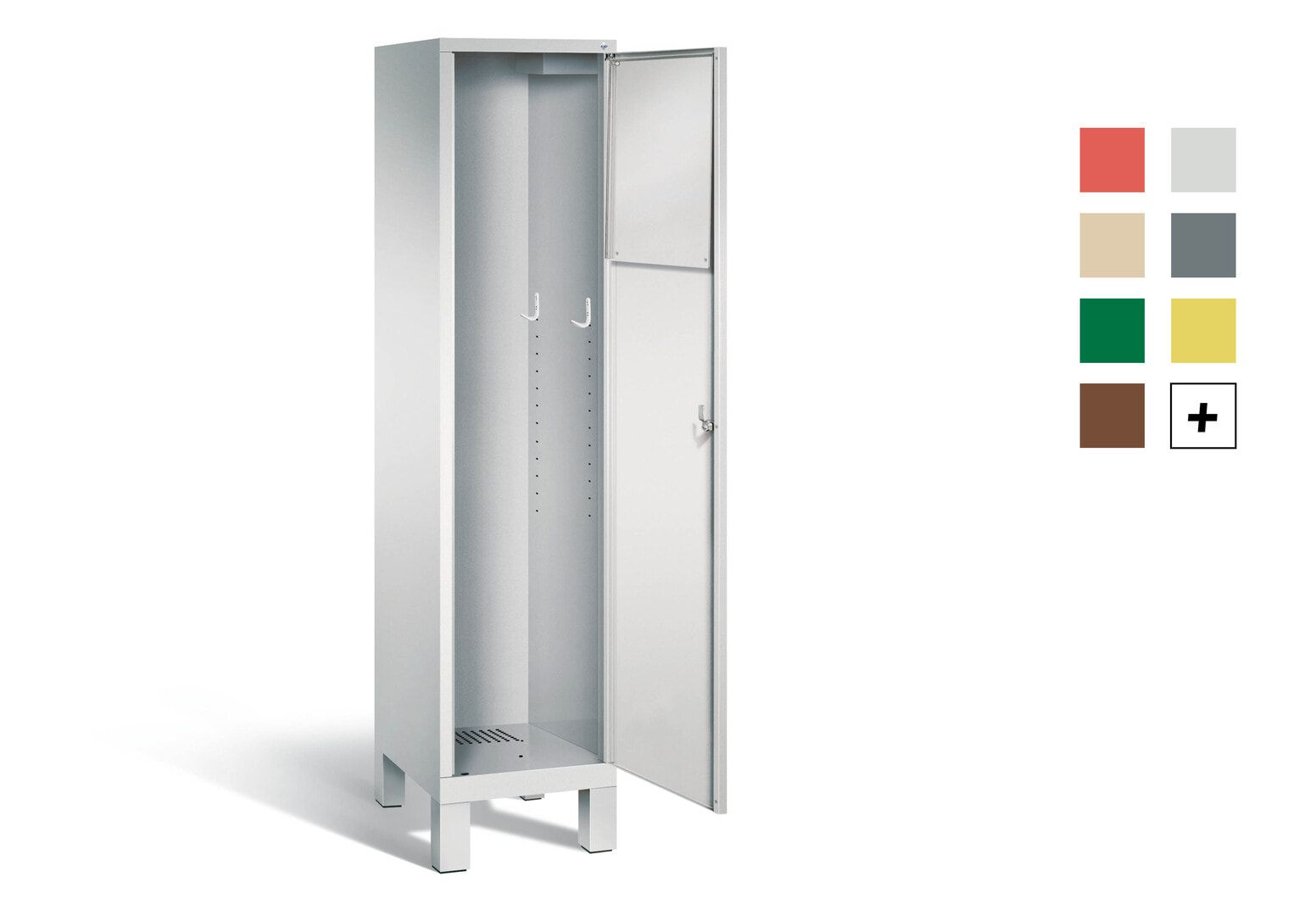 Wäschesammelschrank, Wäscheschrank, Stahlschrank, mit Füßen, Pendelklappe, Korpus Pastellgelb, Tür anthrazitgrau, 1.850 x 420 x 500 mm (HxBxT)