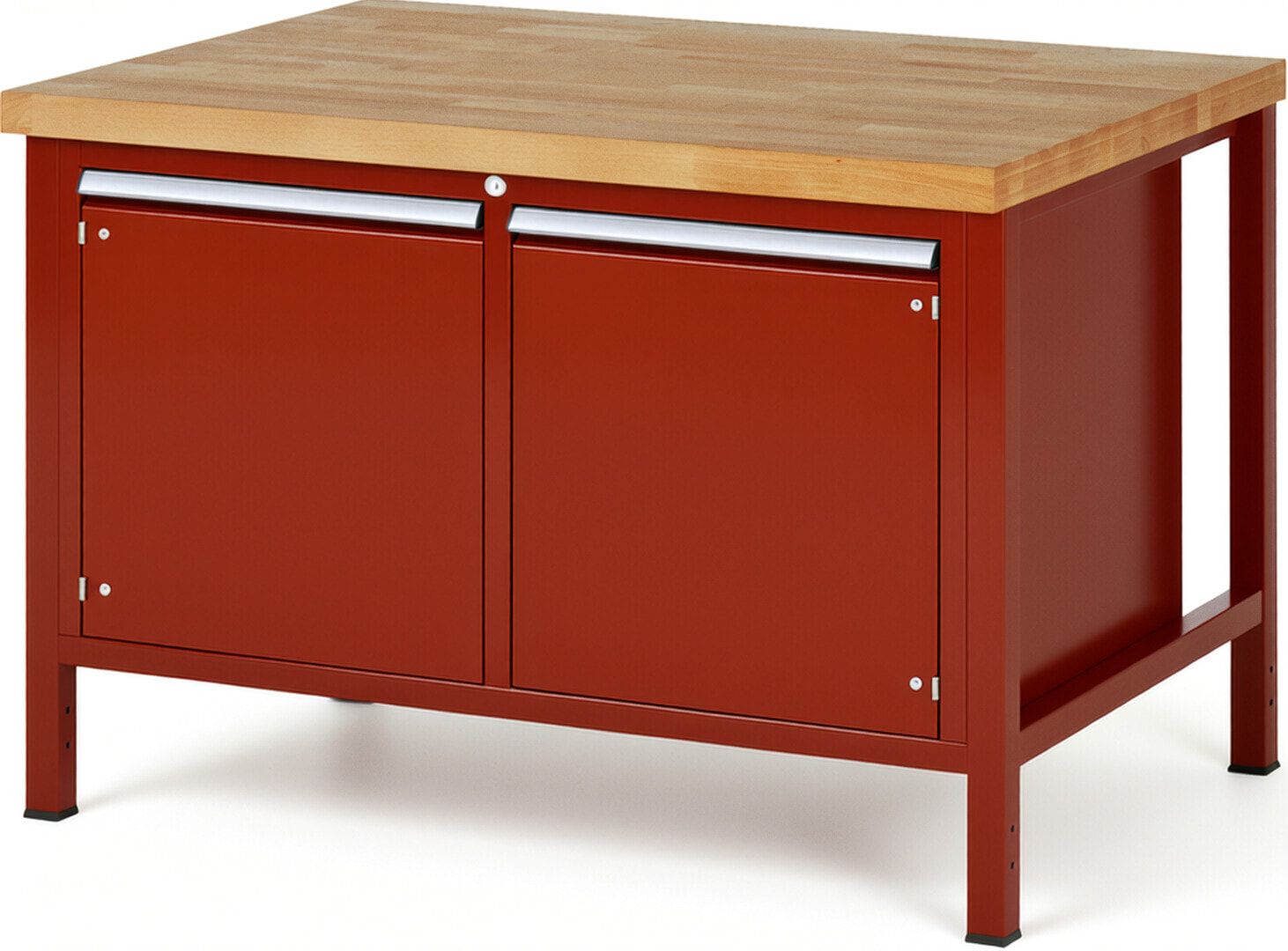 Werkbank mit 2 Schränken - höhenverstellbar 840-1.040 mm - 1.250 x 900 mm (BxT) - Traglast 1.250 kg - Buche - Anthrazitgrau