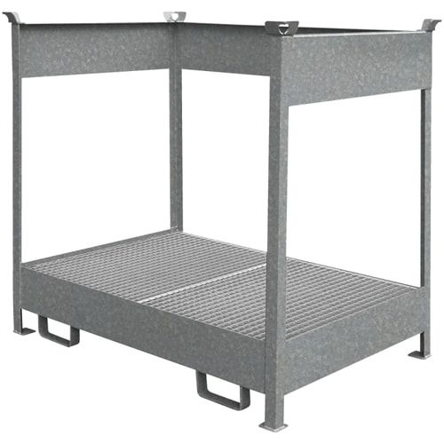 Eichinger Transport-Auffangwanne, Stahl, 210 Liter, 2 x 200l Fässer, stapelfähig, Gitterrost,1.465 x 1.120 x 1.515 mm (HxBxT), Farbe anthrazitgrau