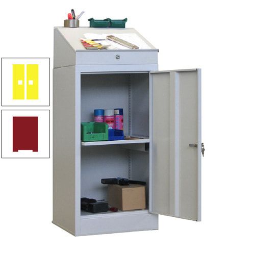 Stehpult mit Schrank - Vollblechtür - Zylinderschloss - 1 Ausziehboden - 1.270x500x500 mm (HxBxT) - anthrazitgrau