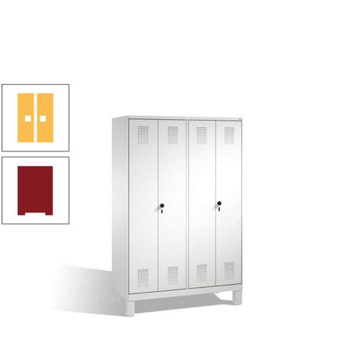 Doppel-Spind, Doppeltüren, Garderobenschrank mit Füßen, 4 Abteile a 300 mm, Korpus anthrazitgrau, Tür anthrazitgrau, 1.850 x 1.200 x 500 mm (HxBxT)