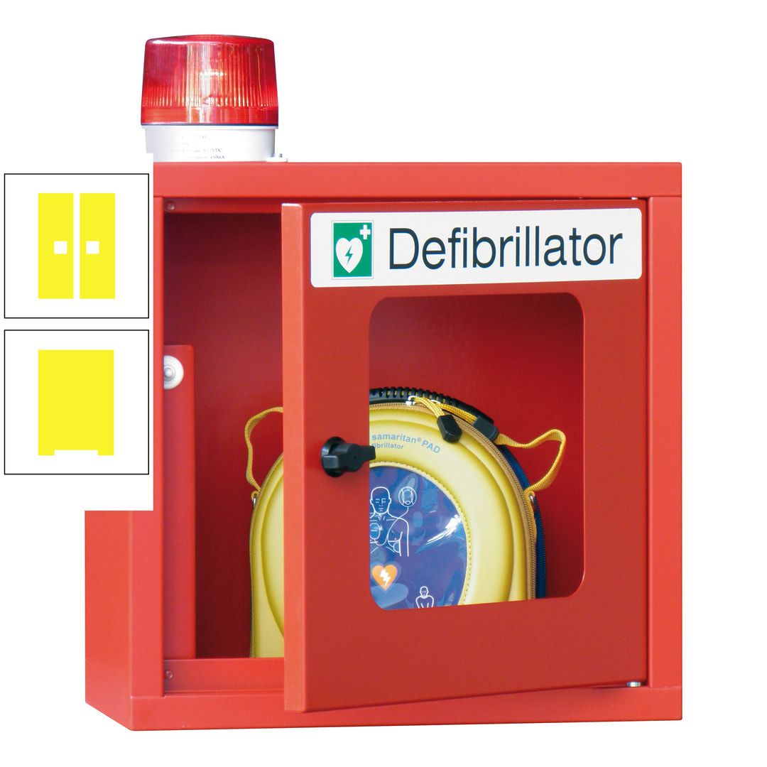 Defibrillatorenschrank mit akustischem und optischem Alarm - 490 x 400 x 200 mm (HxBxT) - Sichtfenster - anthrazitgrau