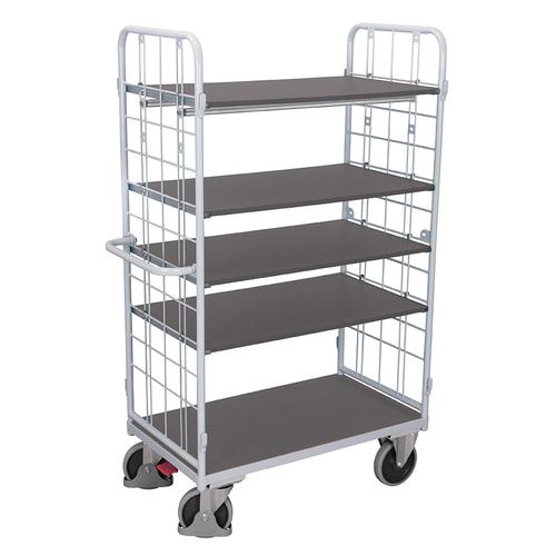 Etagenwagen - 2 Gitterwände - 5 Etagen - Ladefläche 500 x 850 mm (BxT) - Traglast 400 kg - anthrazitgrau