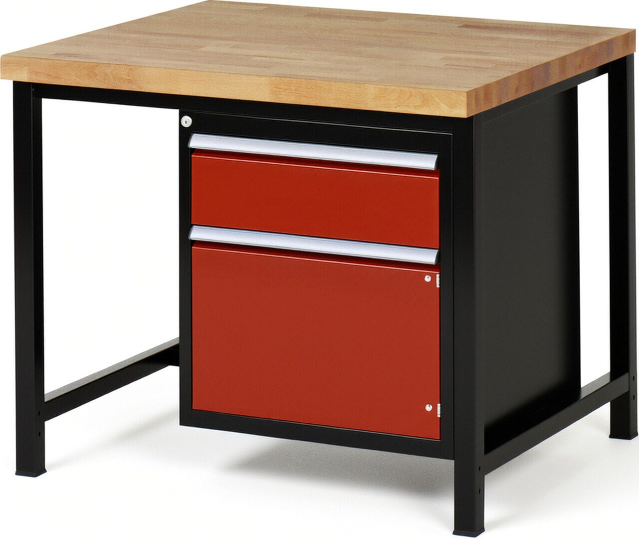 Werkbank, 1 Schrank - 1 Schublade - Teilauszug - 180:1 - Höhe 840-1.040 mm - 1.000 x 900 mm - 1.250 kg - Buche - Anthrazitgrau