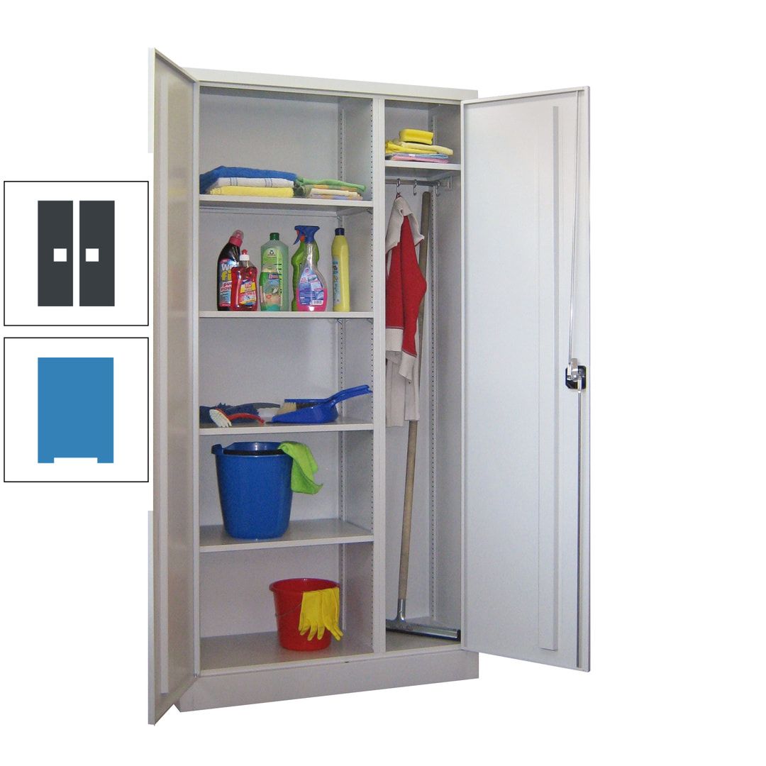 Putzschrank mit Trennwand - 1.950x1.000x400 mm (HxBxT) - Böden pulverbeschichtet - anthrazitgrau