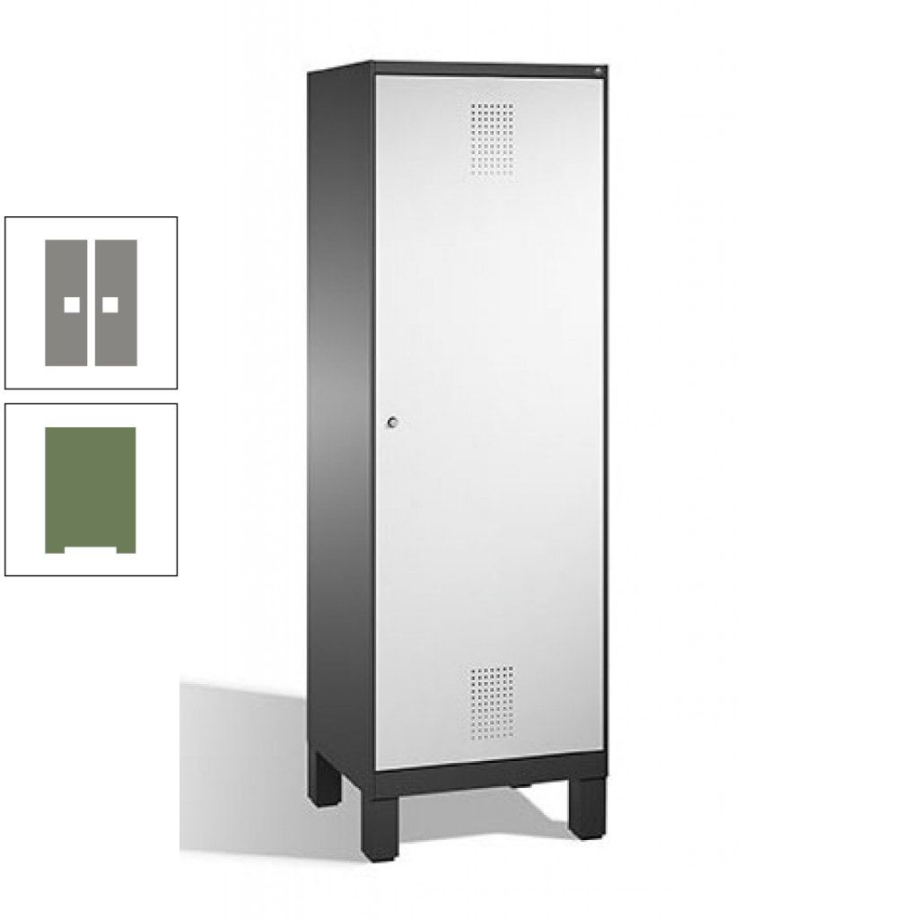 Doppel-Spind, Garderobenschrank, 1 Tür für 2 Abteile a 300 mm, Korpus anthrazitgrau, Türen anthrazitgrau, 1.850 x 600 x 500 mm (HxBxT)