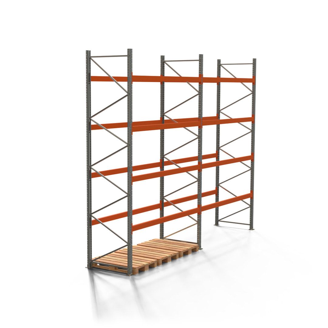 Palettenregal ARTUS - 5 Ebenen - Fachlast 2.100 kg - 4.500 x 11.225 x 1.100 mm (HxBxT) - 4 Felder - Schwerlastregal