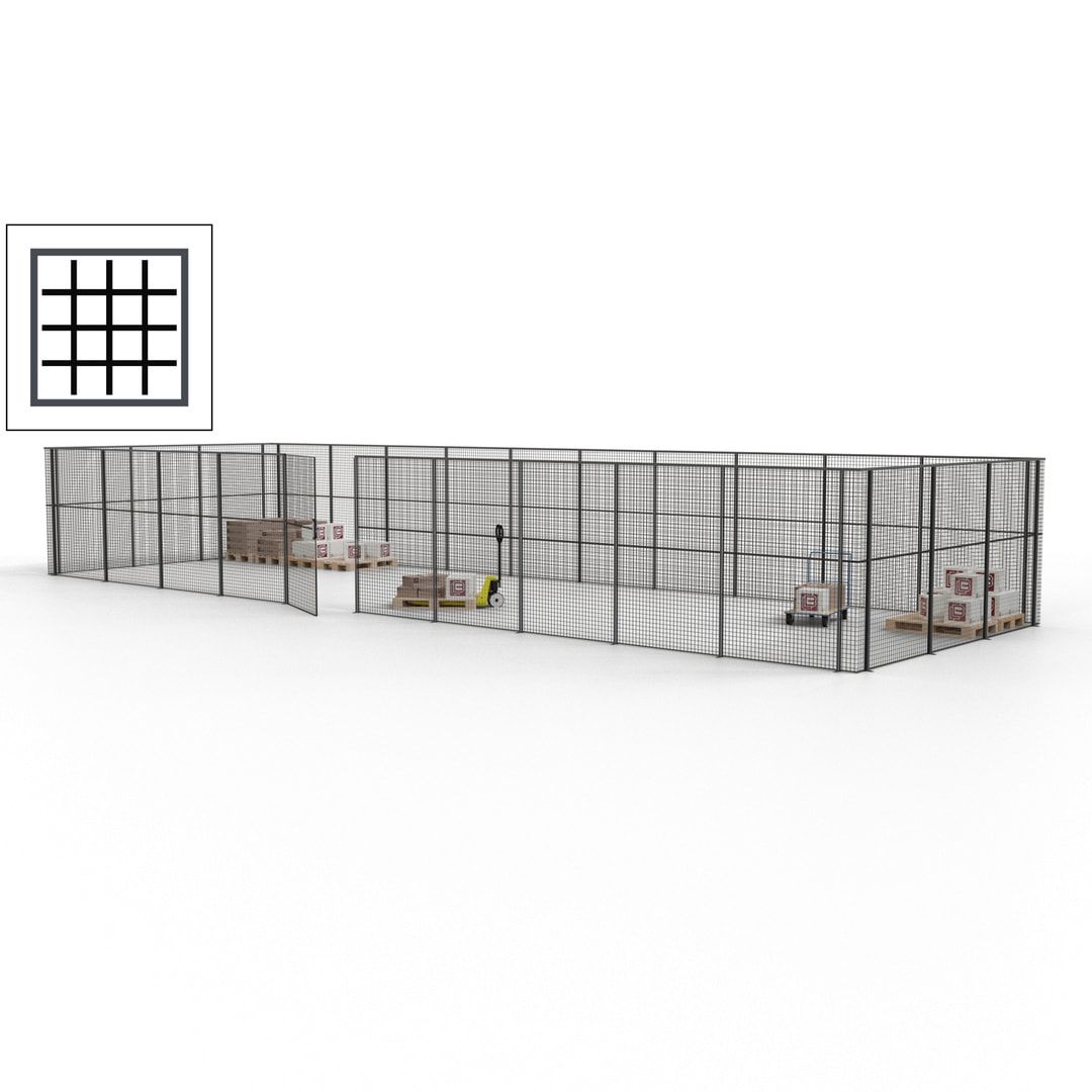 Maschinen Schutzgitter - Hallentrennwand - Sicherheitszaun - Tür - 39 m - 2.200 x 15.400 x 4.900 mm (HxBxT) - enzianblau