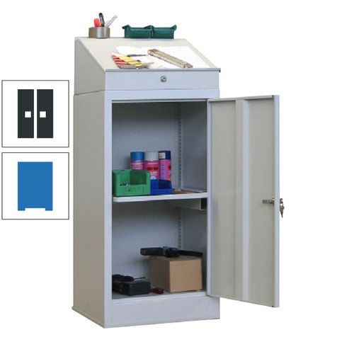 Stehpult mit Schrank - Vollblechtür - Zylinderschloss - 1 Ausziehboden - 1.270x500x500 mm (HxBxT) - anthrazitgrau