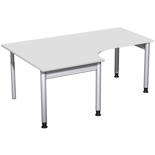 Eckschreibtisch, Eckteil 800 mm, links, Füße einseitig verkürzt, 4-Fuß Pro, höhenverstellbar, 680-800 x 1.600 x 1.200 mm (HxBxT), Dekor Ahorn