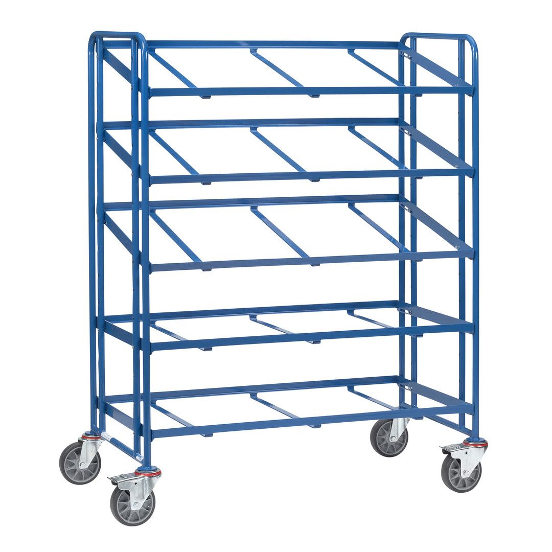 Fetra - Etagenwagen für Eurokästen - 400 kg - 1.686 x 685 x 1.372 mm (HxBxT) - 5 Rahmen