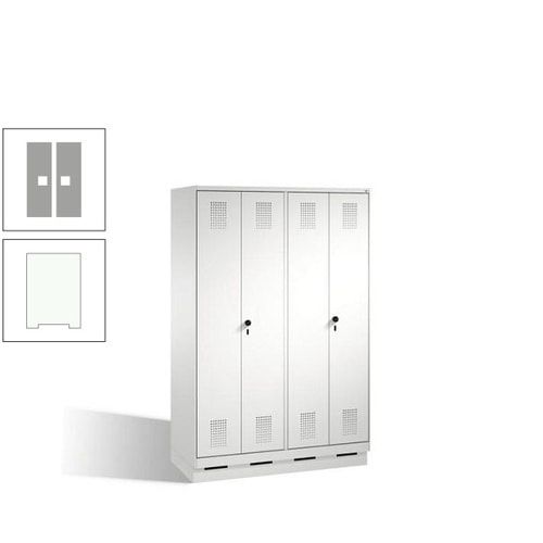 Doppel-Spind, Doppeltüren, Garderobenschrank mit Sockel, 4 Abteile a 300 mm, Korpus anthrazitgrau, Tür anthrazitgrau, 1.800 x 1.200 x 500 mm (HxBxT)