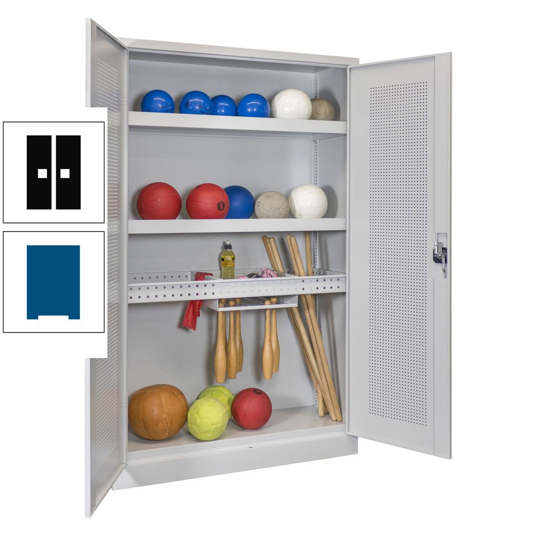 Sportschrank - Lochfeldtüren - Variante 2 - 1.950x1.200x500 mm (HxBxT) - anthrazitgrau
