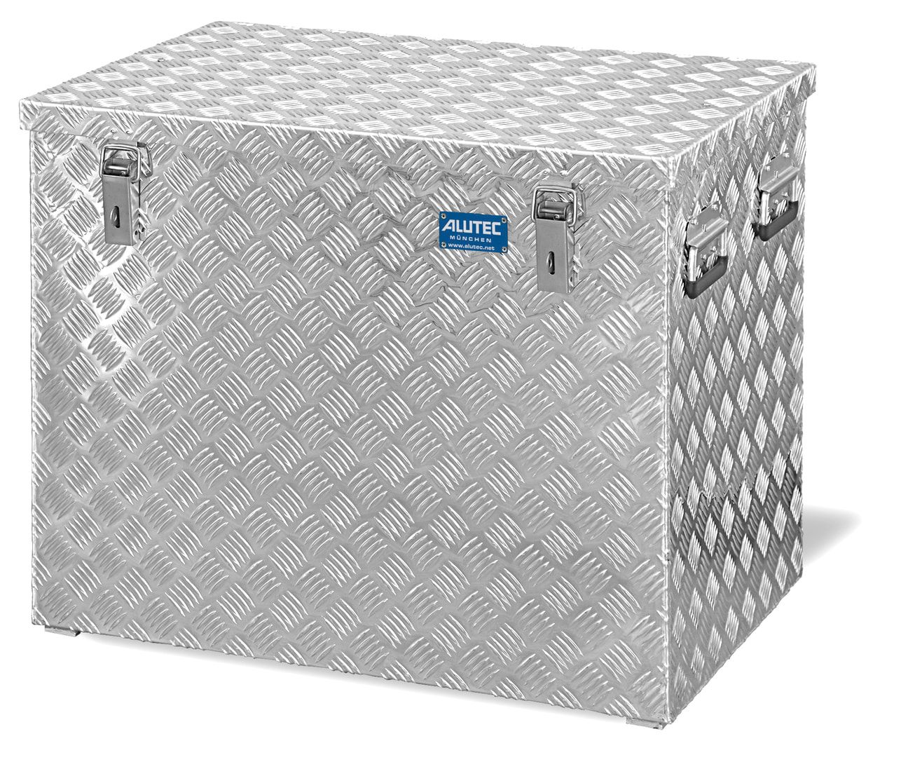 Riffelblech Aluminiumbox - Aluminiumbehälter - Transportbehälter - Griffe und Verschlüsse aus Edelstahl - 120 l Vol. - 520 x 622 x 425 mm (HxBxT)