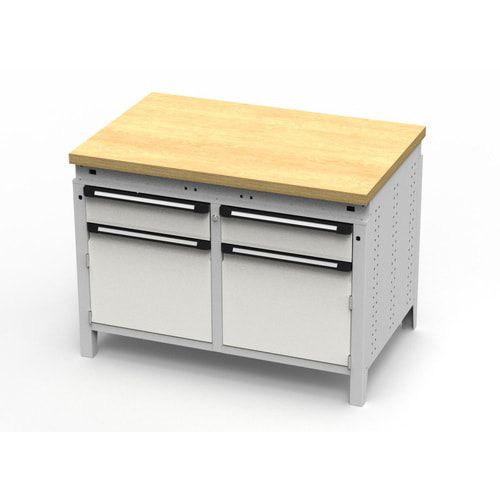 OTTOKIND Werkbank - bündige Arbeitsplatte - 850 x 1.150 x 750 mm (HxBxT) - 2 Schubladen - 2 Schränke - lichtgrau