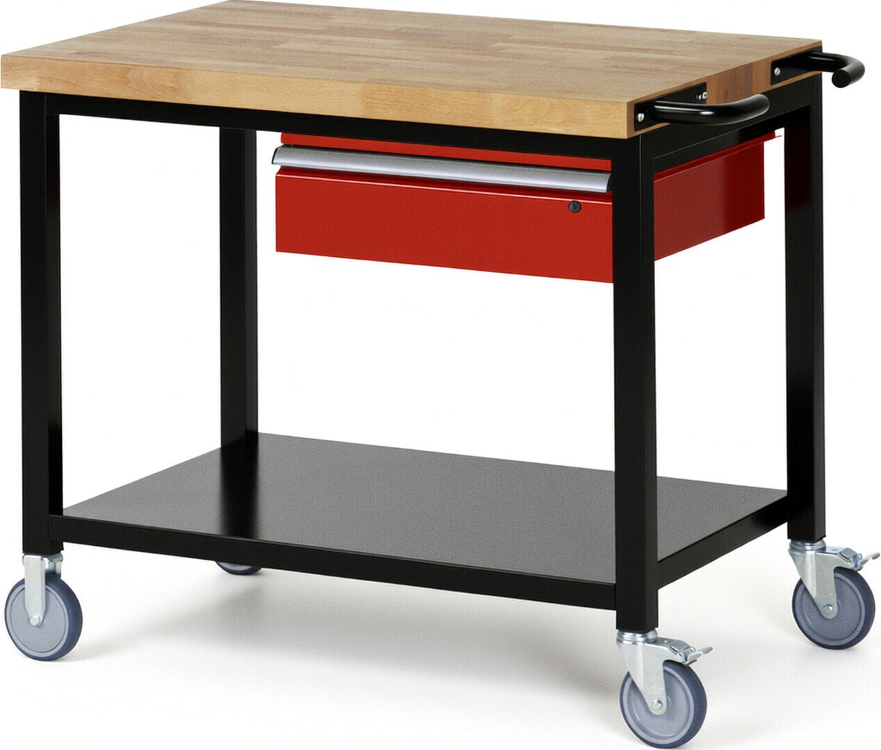 Mobile Werkbank mit Ablageboden - 1 Schublade - 150:1 - höhenverstellbar 880-1.080 mm - 1.000 x 700 mm (BxT) - 450 kg - Anthrazitgrau
