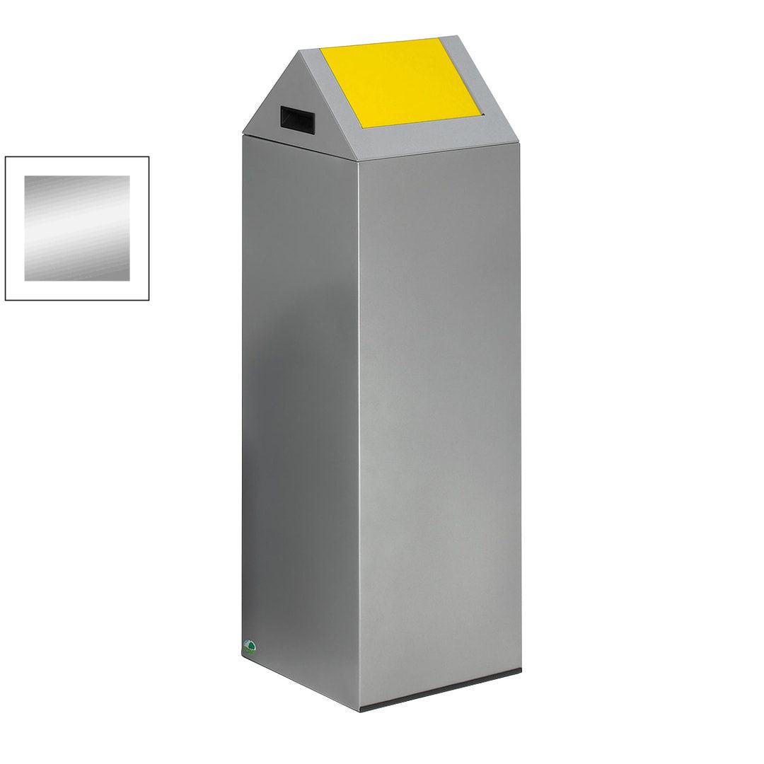 Selbstlöschender Wertstoffsammler - Kopfteil rund - 43 l - antik-silber/blau - Höhe 600 mm - Abfallbehälter