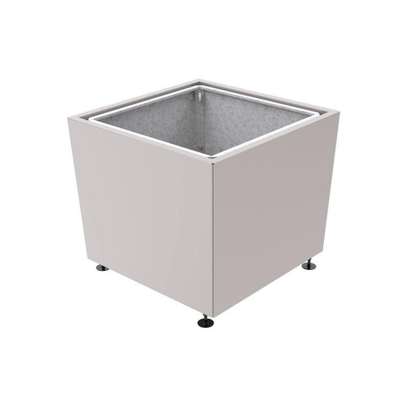 Pflanzkübel, 2 mm Stahlblech fvz, innen Blech feuerverzinkt mit Verladungsgriffen, verstellbare Füße, 760 x 785 x 785 mm (HxBxT), enzianblau