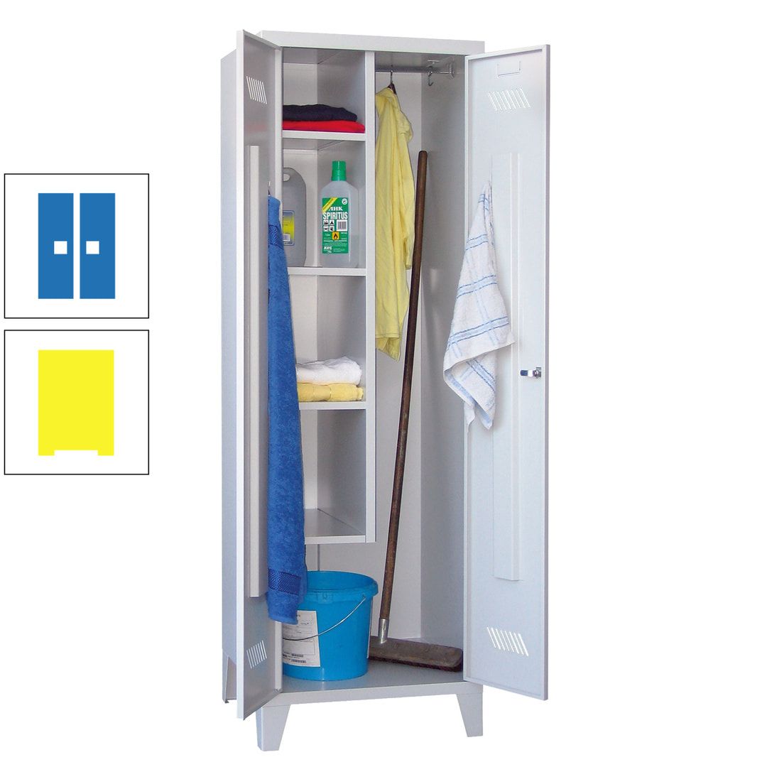 Putzschrank mit Füßen - 1 Abteil mit Trennwand - 1.850x600x500 mm (HxBxT) - Drehriegel - anthrazitgrau