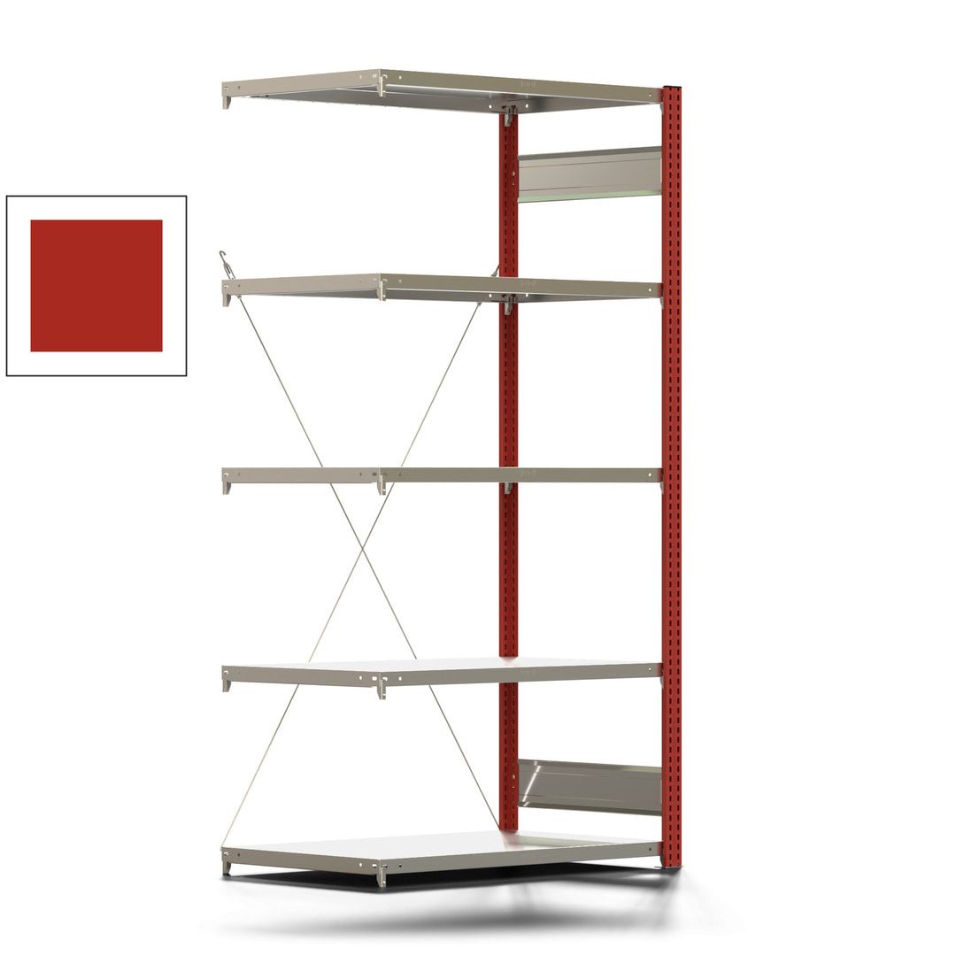 Fachbodenregal mit Tiefenriegel - 350 kg - 2.000 x 1.005 x 626 mm (HxBxT) - Anbauregal - 5 Böden - enzianblau - Lagerregal - Steckregal BERT