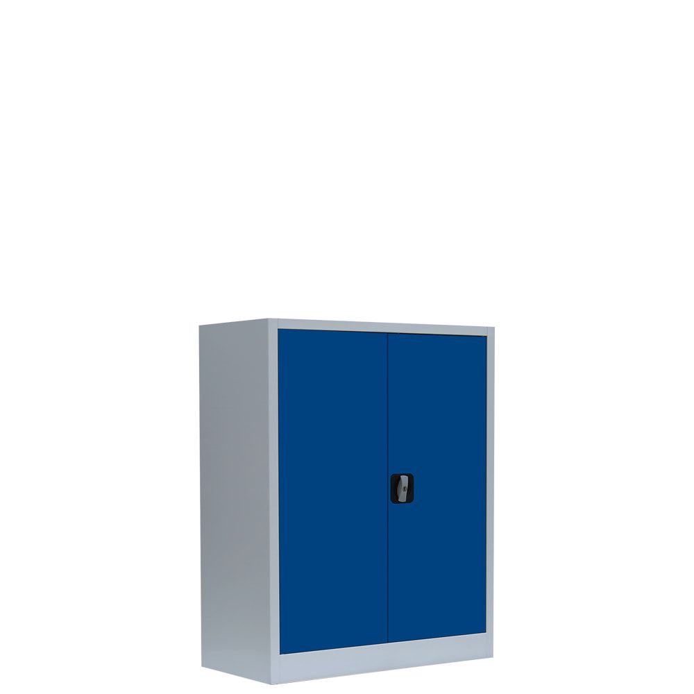 Aktenschrank, Büroschrank, abschließbar, Flügeltüren, 2 Fachböden, 1.000 x 800 x 383 mm (HxBxT), Stahl, Korpus und Türen in lichtgrau