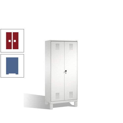 Doppel-Spind, Doppeltüren, Garderobenschrank mit Füßen, 2 Abteile a 400 mm, Korpus anthrazitgrau, Tür anthrazitgrau, 1.850 x 800 x 500 mm (HxBxT)