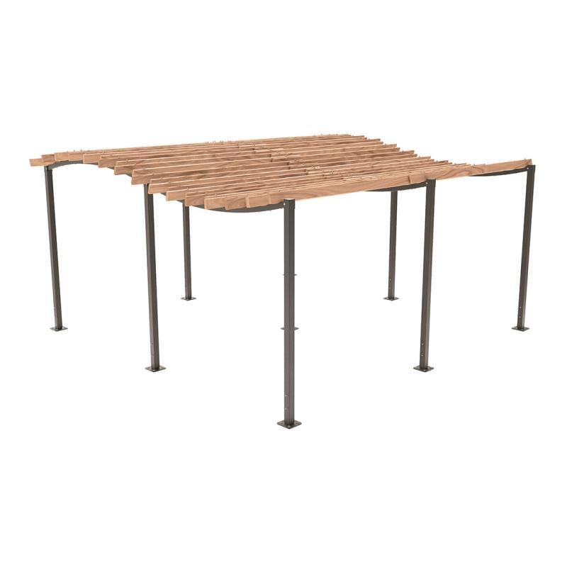 Pergola Grundmodell, Kiefer druckimprägniert Klasse 4, Stahlrohr 80x80 mm, 2.910 x 2.520 x 3.020 mm (HxBxT) fvz, beschichtet, Farbe Enzianblau