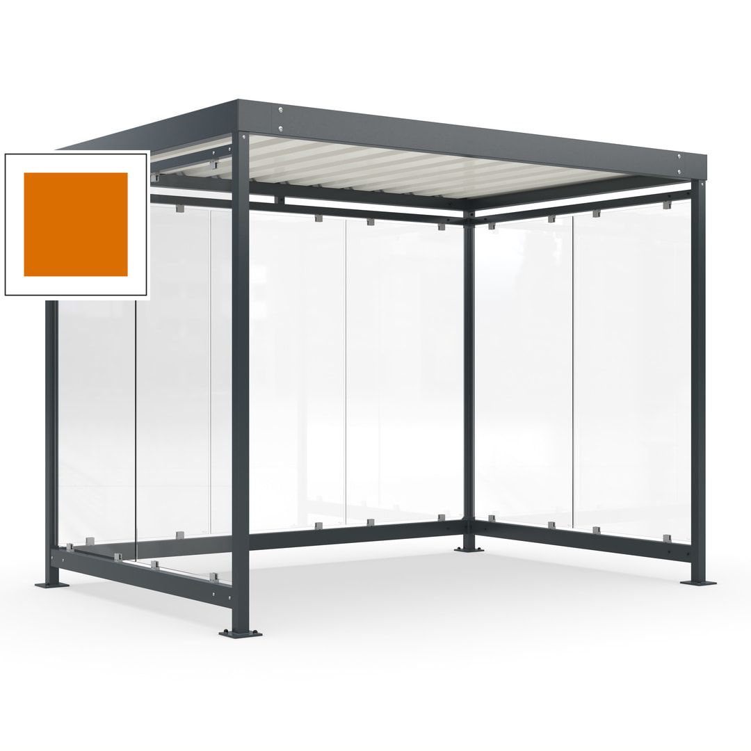 Raucherunterstand, Bausatz, Fahrgastunterstand, Bushaltestelle, 2.510 x 3.180 x 2.165 mm (HxBxT), 7 Wände, Achatgrau