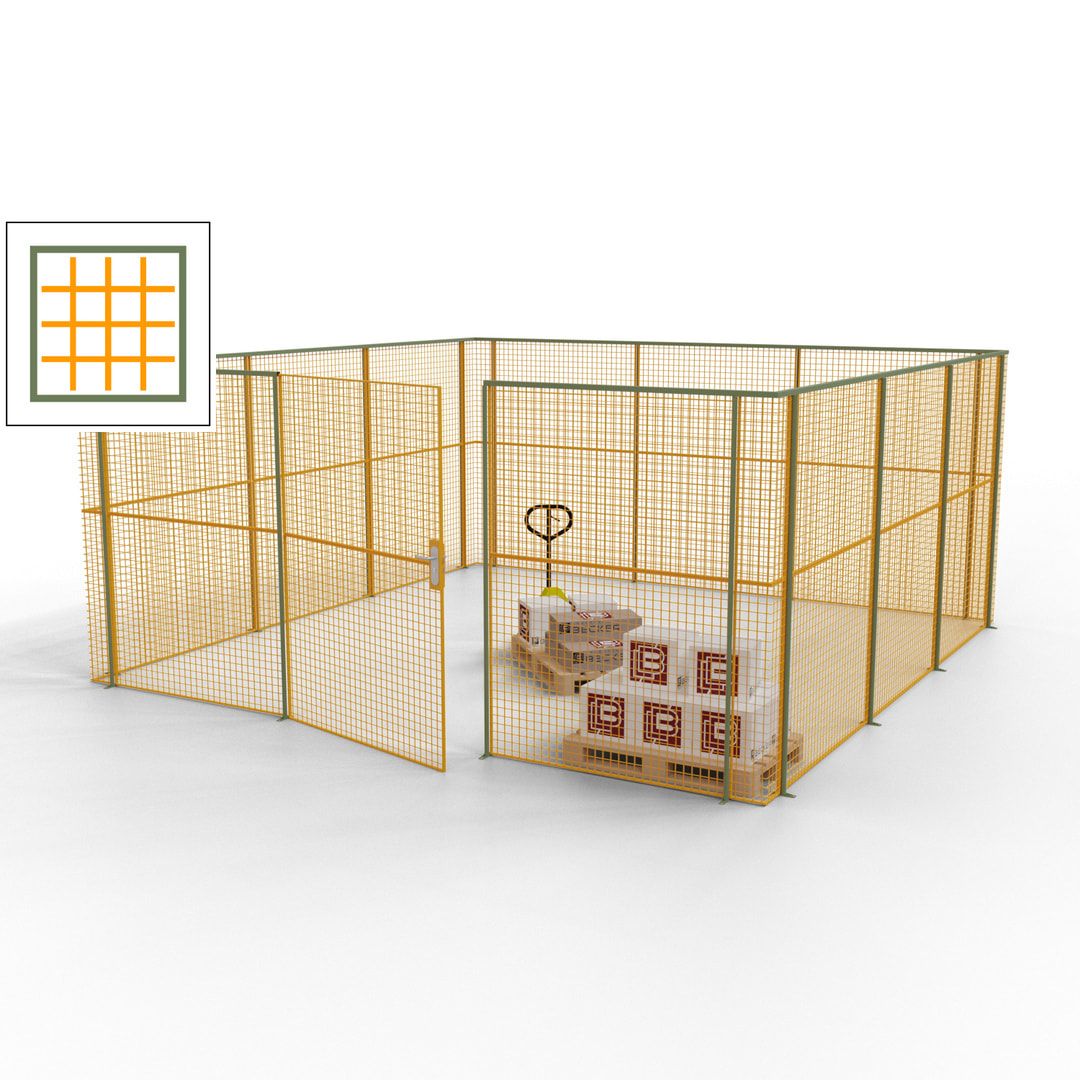 Maschinen Schutzgitter - Hallentrennwand - Sicherheitszaun - Tür - 18 m - 2.200 x 4.900 x 4.900 mm (HxBxT) - enzianblau