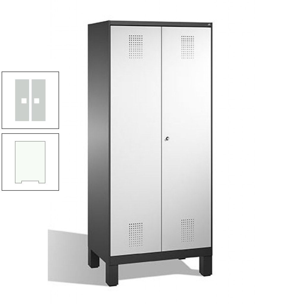 Mehrzweckschrank, Doppeltüren, auf Füßen, 2 Abteile a 400 mm, Korpus anthrazitgrau, Tür anthrazitgrau, 1.850 x 800 x 500 mm (HxBxT)