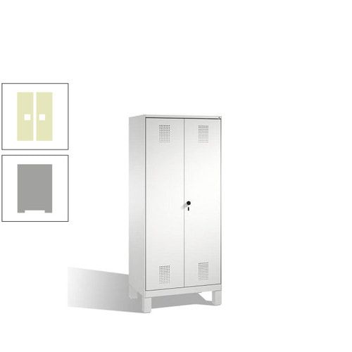Doppel-Spind, Doppeltüren, Garderobenschrank mit Füßen, 2 Abteile a 400 mm, Korpus anthrazitgrau, Tür anthrazitgrau, 1.850 x 800 x 500 mm (HxBxT)