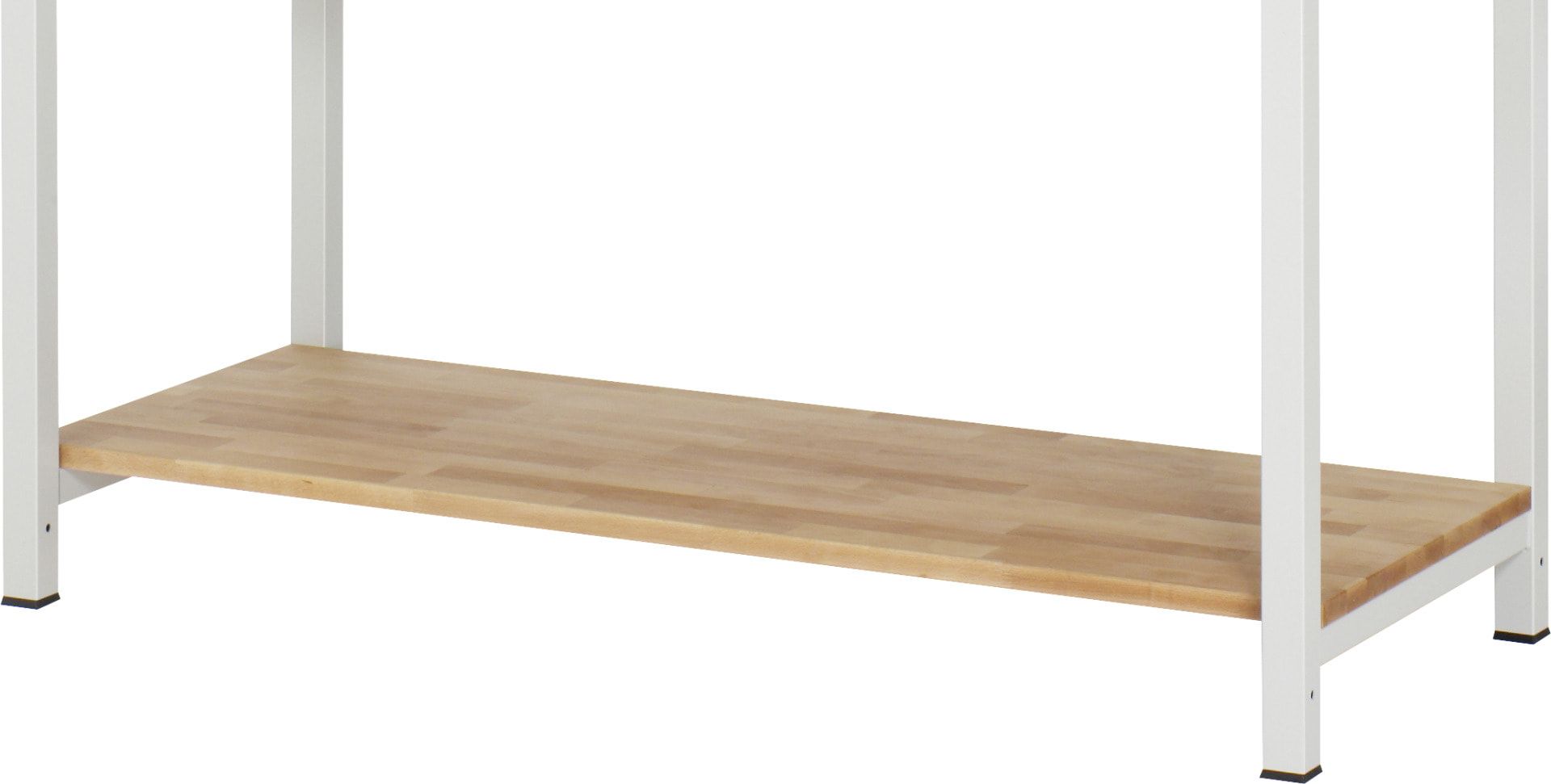 Ablageboden für Schwerlastwerkbank, Buche-Massiv, Kanten gefasst, Flächenlast max.250 kg, Oberflächenschutz Lackleinöl, 40 x 1.950 x 660 mm (HxBxT)