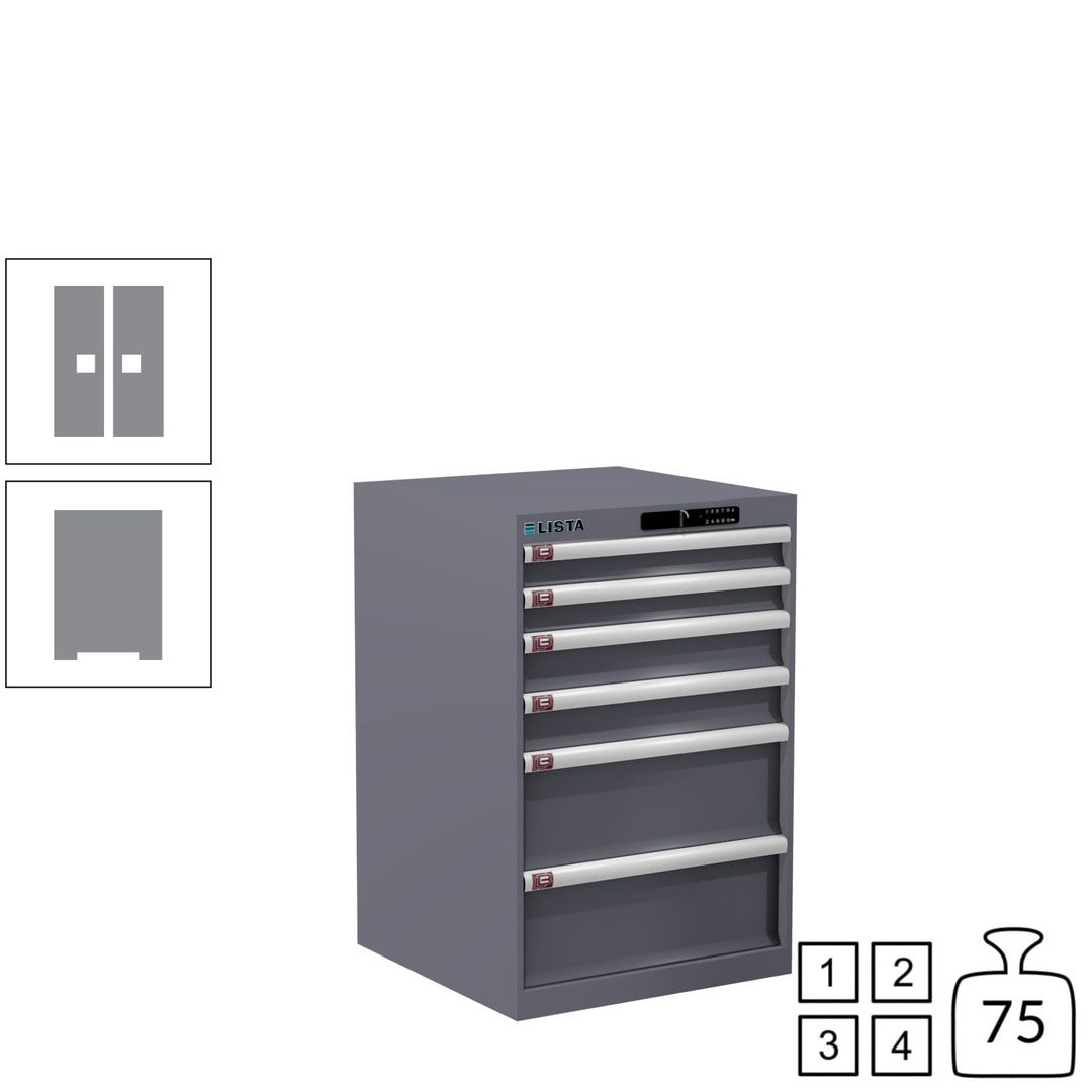 Lista Schubladenschrank - 14.258.010 - 850x564x572 mm (HxBxT) - 6 Schubladen - 75 kg - Key Lock - lichtblau (RAL 5012)