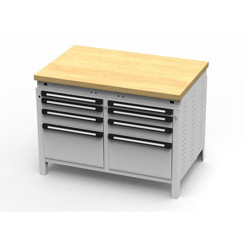 OTTOKIND Werkbank - bündige Arbeitsplatte - 850 x 1.150 x 750 mm (HxBxT) - 8 Schubladen - lichtgrau